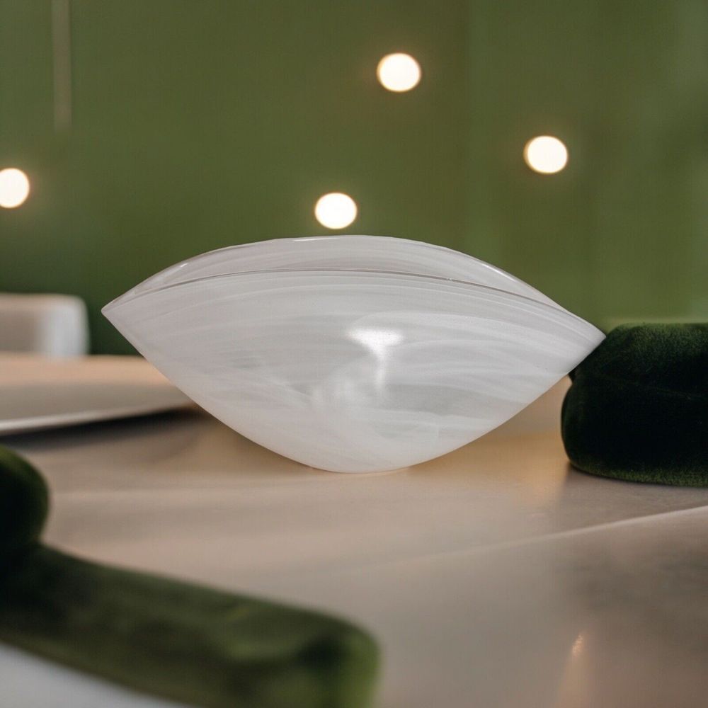 Leonardo Alabastro Series Glass‎ Bowl Handmade Decorative White 15"L x 5"w x 6"h